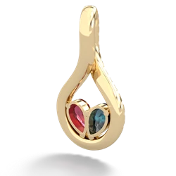 Alexandrite Pave Twist 'One Heart' 14K Yellow Gold pendant P5360