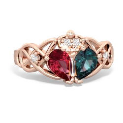 Alexandrite 'One Heart' Celtic Knot Claddagh 14K Rose Gold ring R5322