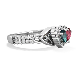 Alexandrite Celtic Knot Two Hearts As One 14K White Gold ring R2644HRT