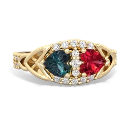 Alexandrite Sparkling Celtic Knot 14K Yellow Gold ring R2645