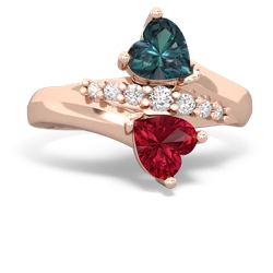 Alexandrite Heart To Heart 14K Rose Gold ring R2064