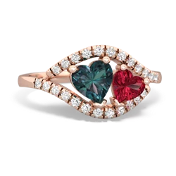 Alexandrite Mother And Child 14K Rose Gold ring R3010