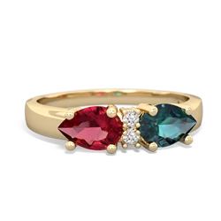 Alexandrite Pear Bowtie 14K Yellow Gold ring R0865