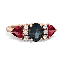 Alexandrite Antique Style Three Stone 14K Rose Gold ring R2186