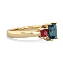 Alexandrite Three Stone Emerald-Cut Trellis 14K Yellow Gold ring R4021