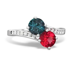 Alexandrite Channel Set Two Stone 14K White Gold ring R5303