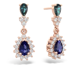 Alexandrite Halo Pear Dangle 14K Rose Gold earrings E1882