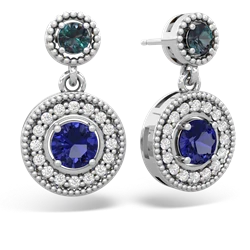 Alexandrite Halo Dangle 14K White Gold earrings E5319