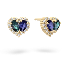 Alexandrite Halo 14K Yellow Gold earrings E7008