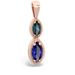 Alexandrite Antique-Style Halo 14K Rose Gold pendant P5700