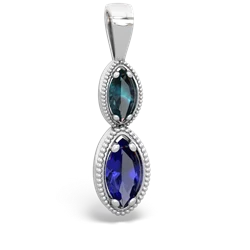 Alexandrite Antique-Style Halo 14K White Gold pendant P5700