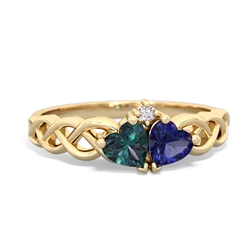 Alexandrite Heart To Heart Braid 14K Yellow Gold ring R5870