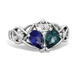 Alexandrite 'One Heart' Celtic Knot Claddagh 14K White Gold ring R5322