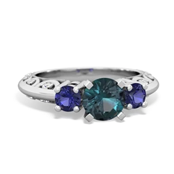 Alexandrite Art Deco Eternal Embrace Engagement 14K White Gold ring C2003