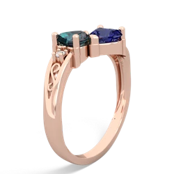 Alexandrite Snuggling Hearts 14K Rose Gold ring R2178