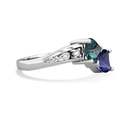 Alexandrite Snuggling Hearts 14K White Gold ring R2178