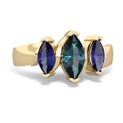 Alexandrite Three Peeks 14K Yellow Gold ring R2433