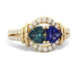 Alexandrite Art-Deco Keepsake 14K Yellow Gold ring R5630