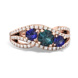 Alexandrite Three Stone Aurora 14K Rose Gold ring R3080