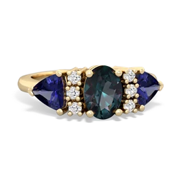 Alexandrite Antique Style Three Stone 14K Yellow Gold ring R2186