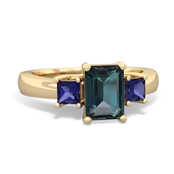 Alexandrite Three Stone Emerald-Cut Trellis 14K Yellow Gold ring R4021