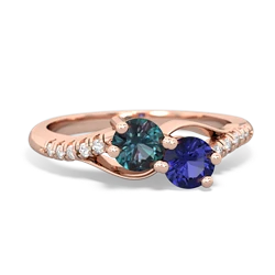 Alexandrite Infinity Pave Two Stone 14K Rose Gold ring R5285