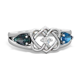 Alexandrite Hearts Intertwined 14K White Gold ring R5880