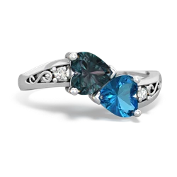 Alexandrite Snuggling Hearts 14K White Gold ring R2178