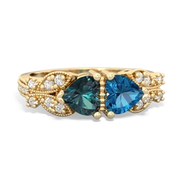 Alexandrite Diamond Butterflies 14K Yellow Gold ring R5601