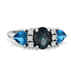 Alexandrite Antique Style Three Stone 14K White Gold ring R2186