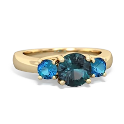 Alexandrite Three Stone Round Trellis 14K Yellow Gold ring R4018