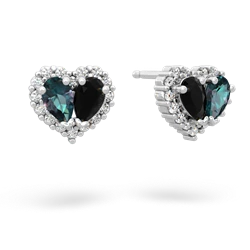 Alexandrite Halo 14K White Gold earrings E7008