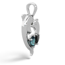 Alexandrite Dolphin Heart 14K White Gold pendant P5820