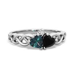 Alexandrite Heart To Heart Braid 14K White Gold ring R5870