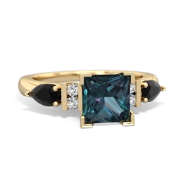 Alexandrite 6Mm Princess Eternal Embrace Engagement 14K Yellow Gold ring C2002