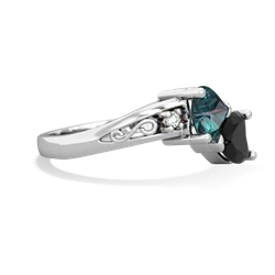 Alexandrite Snuggling Hearts 14K White Gold ring R2178