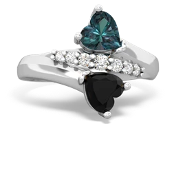 Alexandrite Heart To Heart 14K White Gold ring R2064