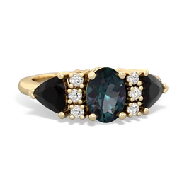 Alexandrite Antique Style Three Stone 14K Yellow Gold ring R2186