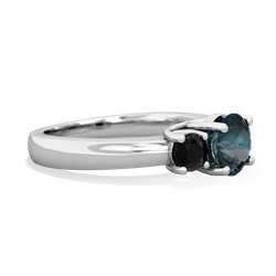 Alexandrite Three Stone Round Trellis 14K White Gold ring R4018