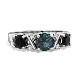 Alexandrite Hugs And Kisses 14K White Gold ring R5016