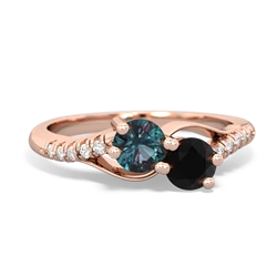 Alexandrite Infinity Pave Two Stone 14K Rose Gold ring R5285