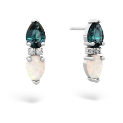 Alexandrite Bowtie Drop 14K White Gold earrings E0865