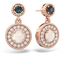 Alexandrite Halo Dangle 14K Rose Gold earrings E5319