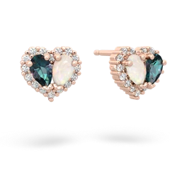 Alexandrite Halo 14K Rose Gold earrings E7008