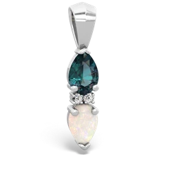 Alexandrite Bowtie Drop 14K White Gold pendant P0865