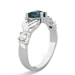 Alexandrite Claddagh Keepsake 14K White Gold ring R5245