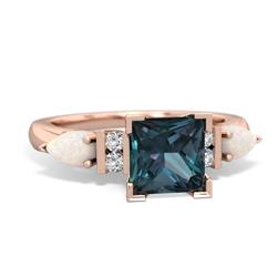 Alexandrite 6Mm Princess Eternal Embrace Engagement 14K Rose Gold ring C2002