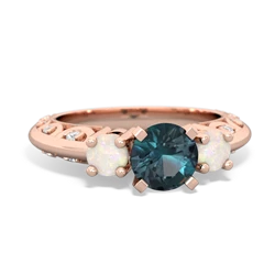 Alexandrite Art Deco Eternal Embrace Engagement 14K Rose Gold ring C2003