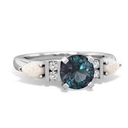 Alexandrite 6Mm Round Eternal Embrace Engagement 14K White Gold ring R2005