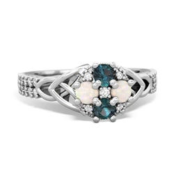 Alexandrite Celtic Knot Cluster Engagement 14K White Gold ring R26443RD